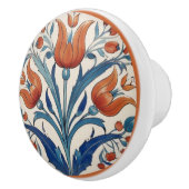 ターキッシュチューリップフローラオレンジグリーンイズニク花 セラミックノブ (右)