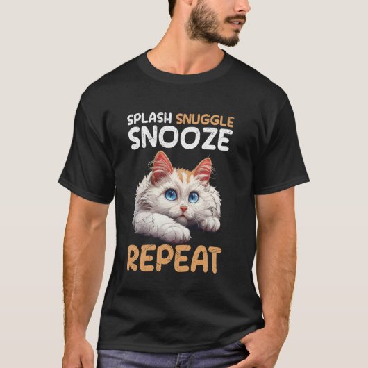ターキッシュバン SPLASH SNUGGLE SNOOZE REPEAT 面白い水泳 Tシャツ (正面)