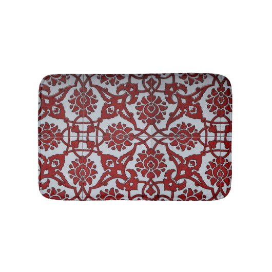 ターキッシュレッド 陶器の花 バスマット (正面)
