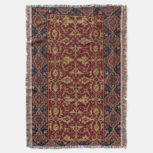 ターキッシュロクラシカルットパターンカーペットプリント スローブランケット (正面縦)