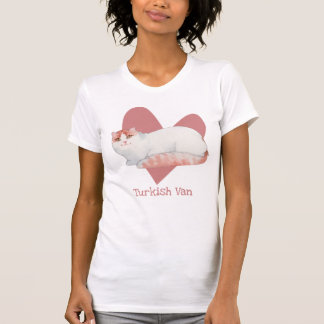 ターキッシュヴァンキャットウォーター子猫ピンクハート Tシャツ