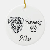 ターキッシュ・シェパード・ドッグ カスタム名 & 年 ラインアート セラミックオーナメント (正面)