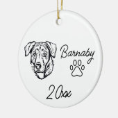 ターキッシュ・シェパード・ドッグ カスタム名 & 年 ラインアート セラミックオーナメント (左)