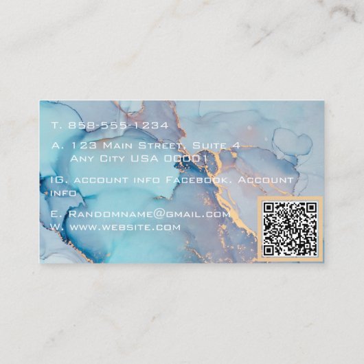 ターキモダンオエレガントース金ゴールド大理石瑪瑙ジオード 名刺 (裏面)