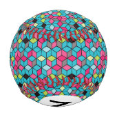 ターキューズとピンクキューブのパターン 野球ボール (裏面)