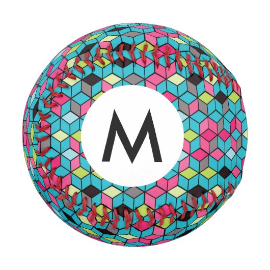 ターキューズとピンクキューブのパターン 野球ボール (正面左)