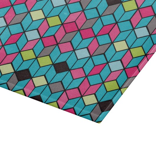 ターキューブとピンクキューブのパターン カッティングボード (角)