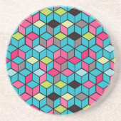 ターキューブとピンクキューブのパターン コースター (正面)