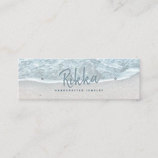 ターキヨイズ海スタッドイヤリングディスプレイカード スキニー名刺 (正面)