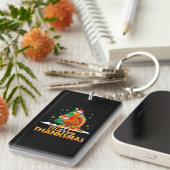 ターキーおもしろいサンタメリーサンクスマスクリスマス キーホルダー (正面右)