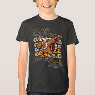 ターキーおもしろいダブサンクスギビング トライブレンドTシャツ