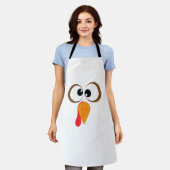 ターキーおもしろいファミリー感謝祭トルコ顔フリアン エプロン (着用した状態)
