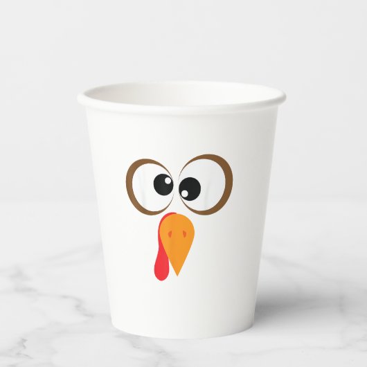 ターキーおもしろいファミリー感謝祭トルコ顔フリアン 紙コップ (正面)