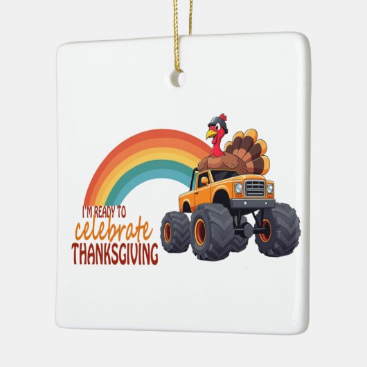 ターキーおもしろいモンスタートラック感謝祭オーナメント セラミックオーナメント (左)