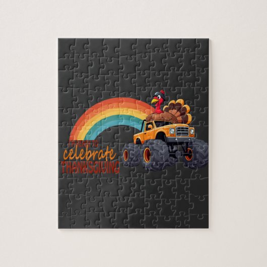 ターキーおもしろいモンスタートラック感謝祭パズル ジグソーパズル (縦)