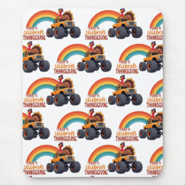 ターキーおもしろいモンスタートラック感謝祭マウスパッド マウスパッド