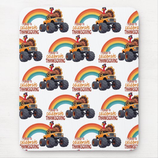 ターキーおもしろいモンスタートラック感謝祭マウスパッド マウスパッド (正面)