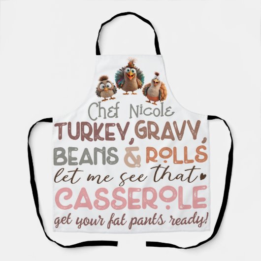 ターキーおもしろい感謝祭ディナーシェフ エプロン (正面)