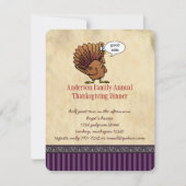 ターキーおもしろい感謝祭ディナー招待状 招待状 (正面)