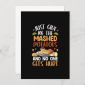 ターキーおもしろい感謝祭ビーガン子供へウィメンズミー 招待状 (正面/裏面)