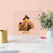 ターキーおもしろい感謝祭ピ食べザビーガン巡礼者 アクリルサイン (ウェディング)