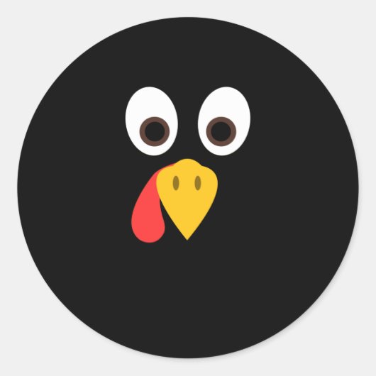 ターキーおもしろい顔感謝祭 ラウンドシール (正面)