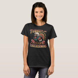 ターキーとタッチダウン 楽しいフットボールTシャツ Tシャツ