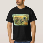 ターキーとピルグリムのビンテージ・サンクスギビング Tシャツ (正面)
