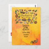 ターキーと一緒に感謝祭を楽しもう！ 日程を保存してね ポストカード (正面/裏面)