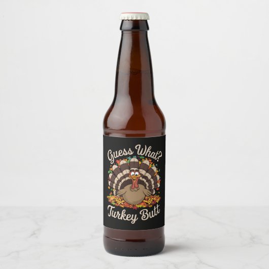 ターキーのお尻が面白い感謝祭のデザイン ビールラベル (正面)