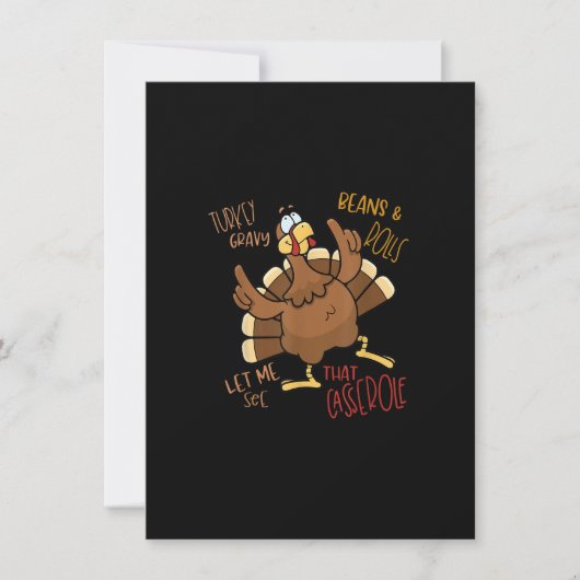 ターキーのグレイビー、豆、ロールパン、カッサーレートよりターキーの方がいい 招待状 (正面)
