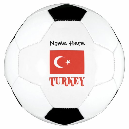 ターキーのトルコ国旗パーソナライズドネーム サッカーボール (正面)