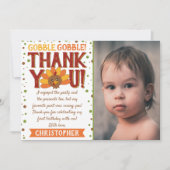 ターキーの小さい秋の感謝祭1歳の誕生日写真 サンキューカード (正面)