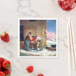 ターキーの準備 クリスマス フランシス・エドモンズ 1851 スタンダードカクテルナプキン
