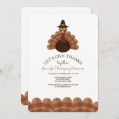 ターキーの羽根の縁取り招待状 招待状 (正面/裏面)