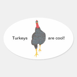 ターキーはクール、ポインティリズム楕円ステッカー 楕円形シール