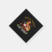 ターキーよりタコスを食べよう メキシコ風面白Tシャツ スタンダードカクテルナプキン (角)