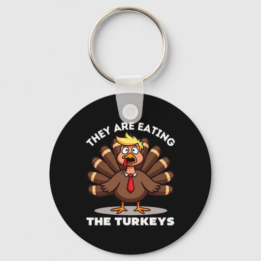 ターキーを食べる七面鳥 ファニーThanksgivi キーホルダー (正面)