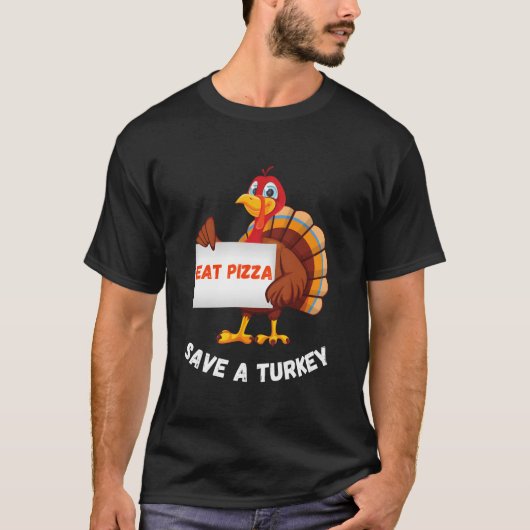 ターキーイートピザサンクスギビング Tシャツ (正面)