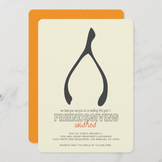 ターキーウィッシュボーンモダンフレンドシップ招待状 招待状 (正面/裏面)
