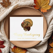 ターキーエレガントハッピー感謝祭金ゴールド 箔シーズンカード