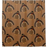 ターキーカッコいい感謝祭おもしろい茶色のパターン シャワーカーテン (正面)