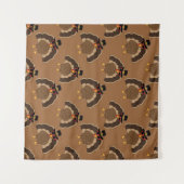 ターキーカッコいい感謝祭おもしろい茶色のパターン タペストリー (正面(横))