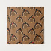 ターキーカッコいい感謝祭おもしろい茶色のパターン タペストリー (正面)