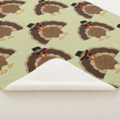 ターキーカッコいい感謝祭おもしろい茶色の緑のパターン シェルパブランケット (3/4)