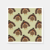 ターキーカッコいい感謝祭おもしろい茶色の緑のパターン スタンダードカクテルナプキン (正面)