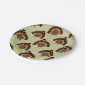 ターキーカッコいい感謝祭おもしろい茶色の緑のパターン ペーパープレート (アングル)