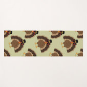 ターキーカッコいい感謝祭おもしろい茶色の緑のパターン ヨガマット (正面(横))