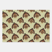 ターキーカッコいい感謝祭おもしろい茶色の緑のパターン ラッピングペーパーシート (正面)