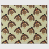 ターキーカッコいい感謝祭おもしろい茶色の緑のパターン ラッピングペーパー (フラット)